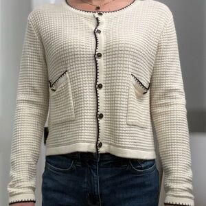 Elegant Cream Button-Up Wool Sweater